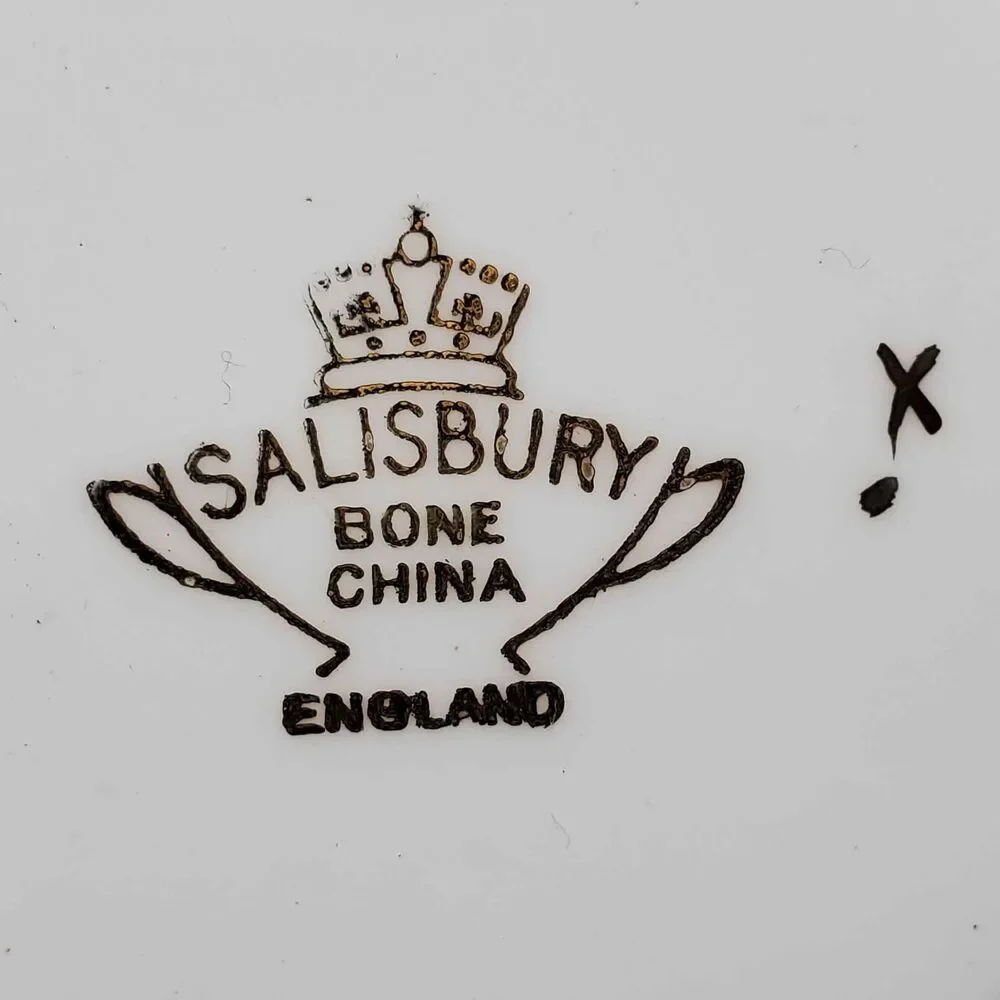 Salisbury Teacup and Saucer Blue Gold Vintage